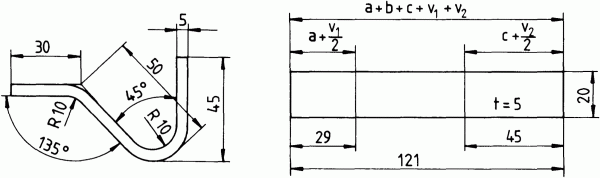 Haken mit Abwicklung (Zuschnitt)